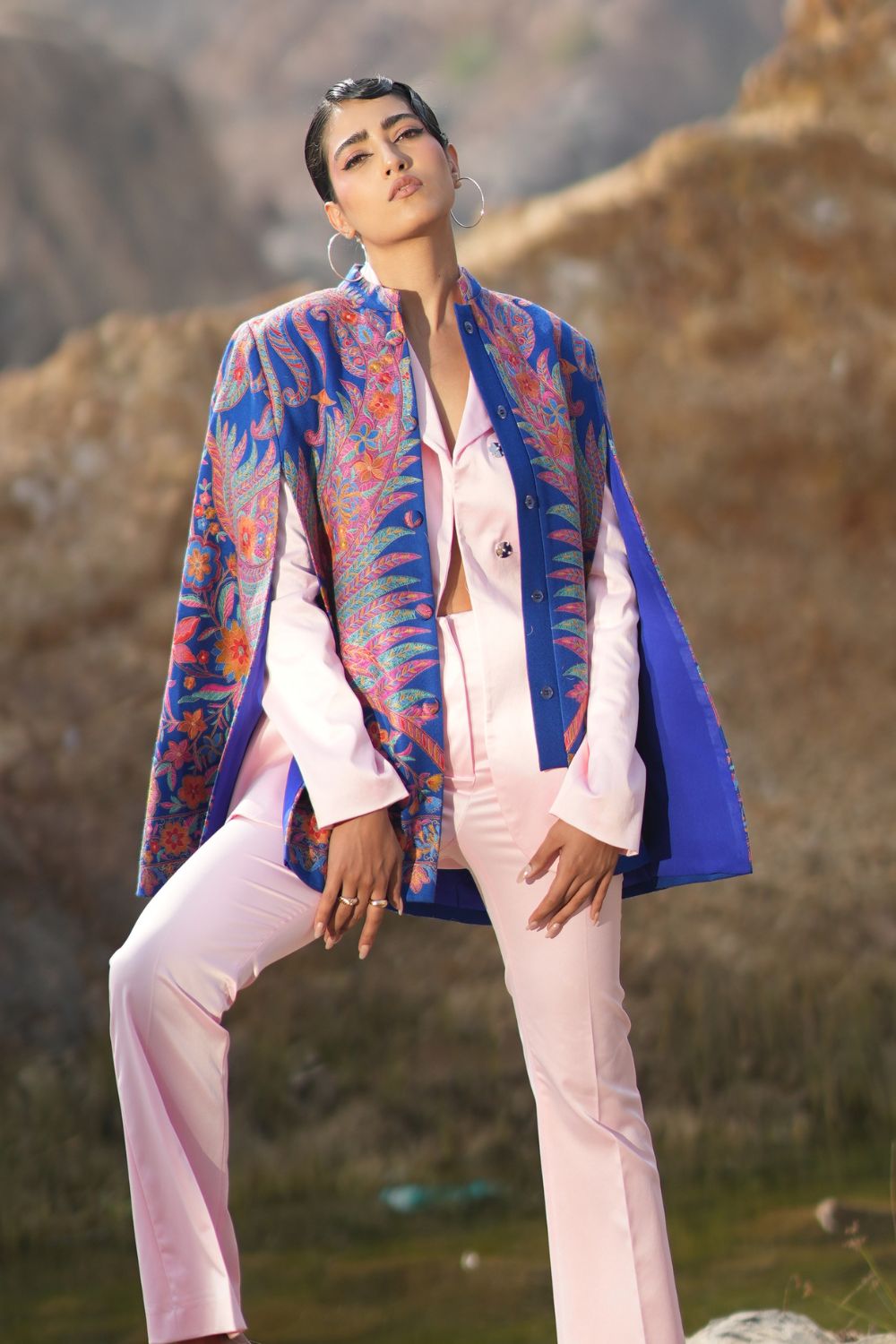 JOBAN SANDHU IN PAISLEY SWIRL CAPE