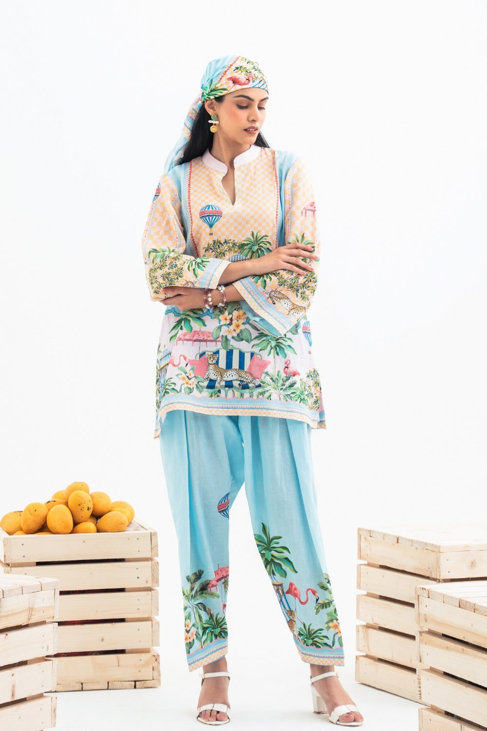 Flamingo World Set With Blue Salwar