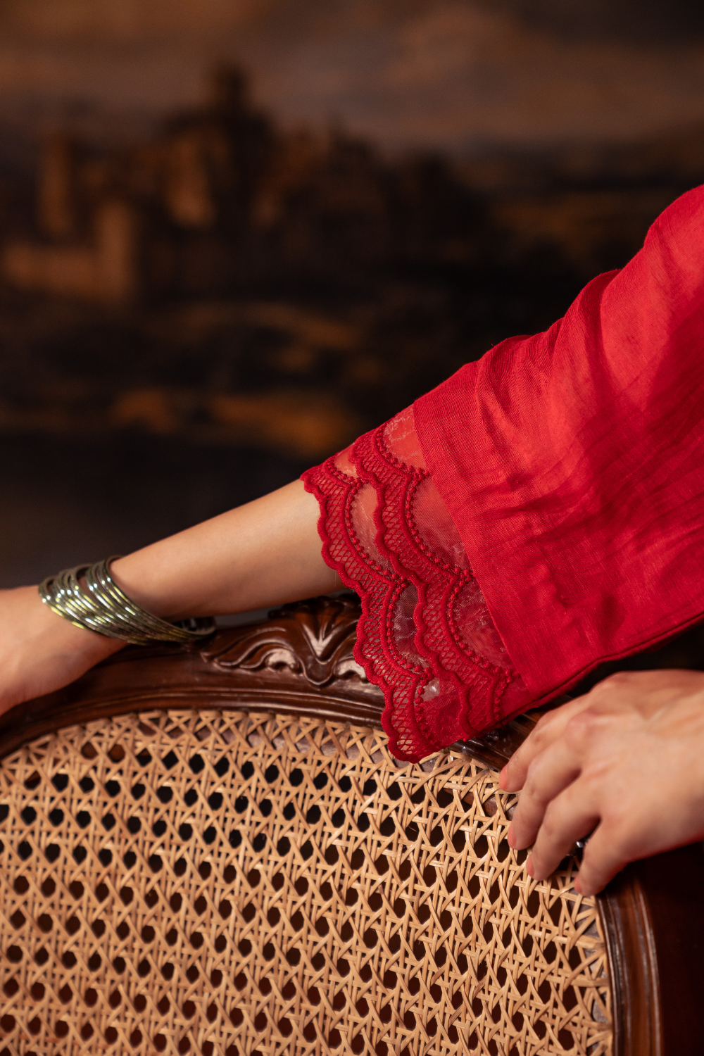 Red Mal Chanderi Kalidar Suit Set