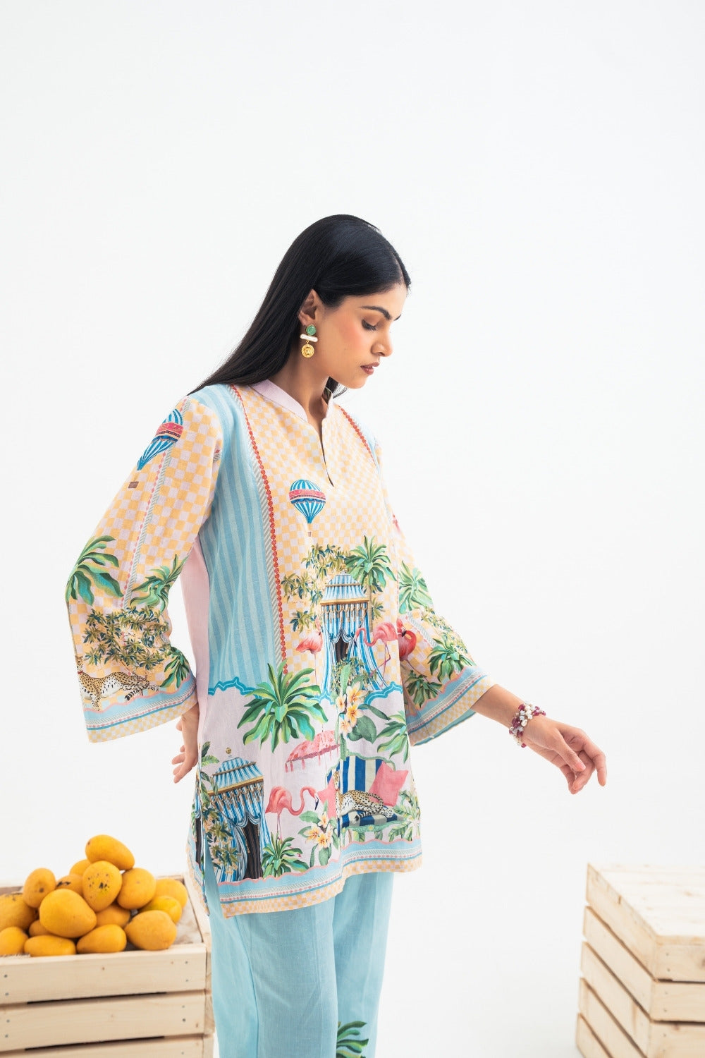 Flamingo World Set With Blue Salwar