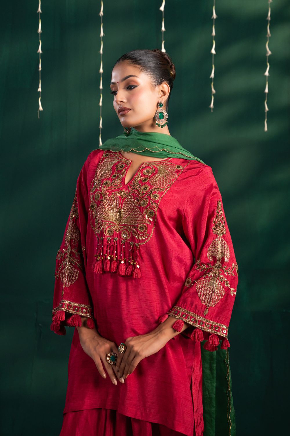 Mogra Dhoti Garnet Rose 3 Piece Set