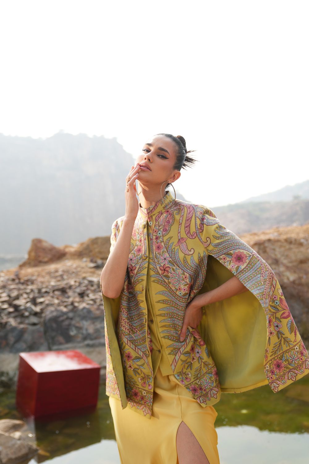 JOBAN SANDHU IN PAISLEY SWIRL CAPE