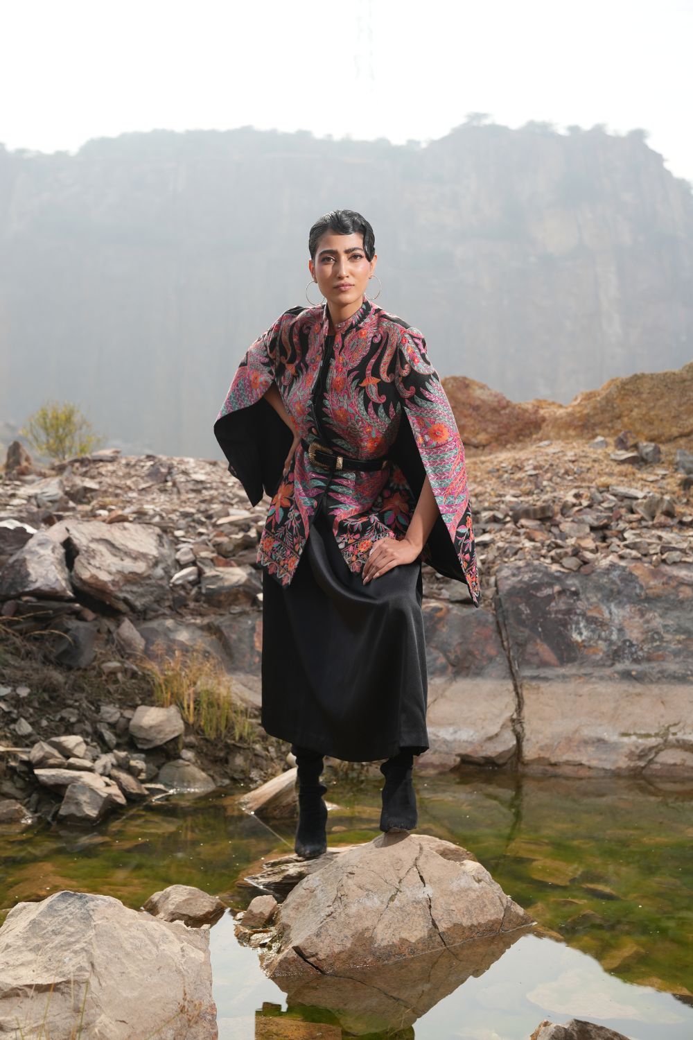 JOBAN SANDHU IN PAISLEY SWIRL CAPE