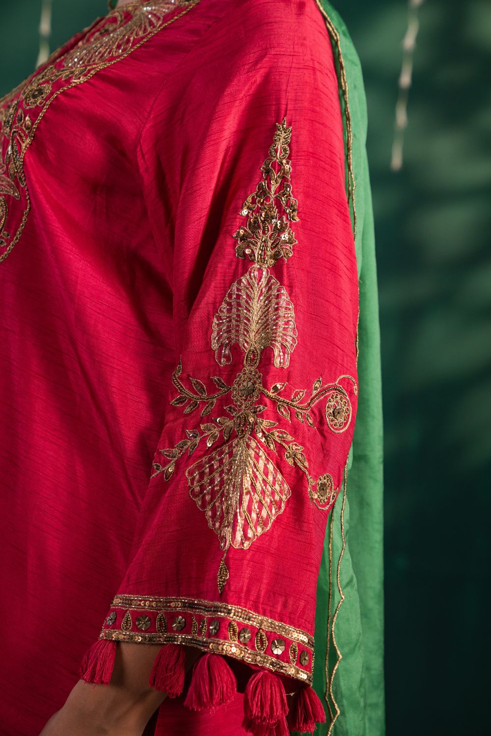 Mogra Dhoti Garnet Rose 3 Piece Set