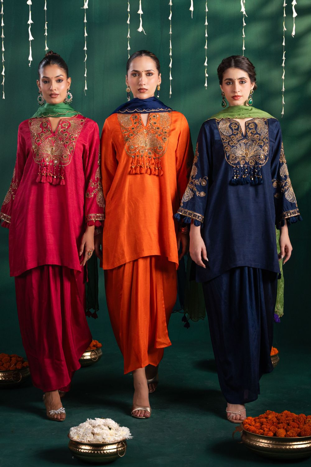 Mogra Dhoti Garnet Rose 3 Piece Set