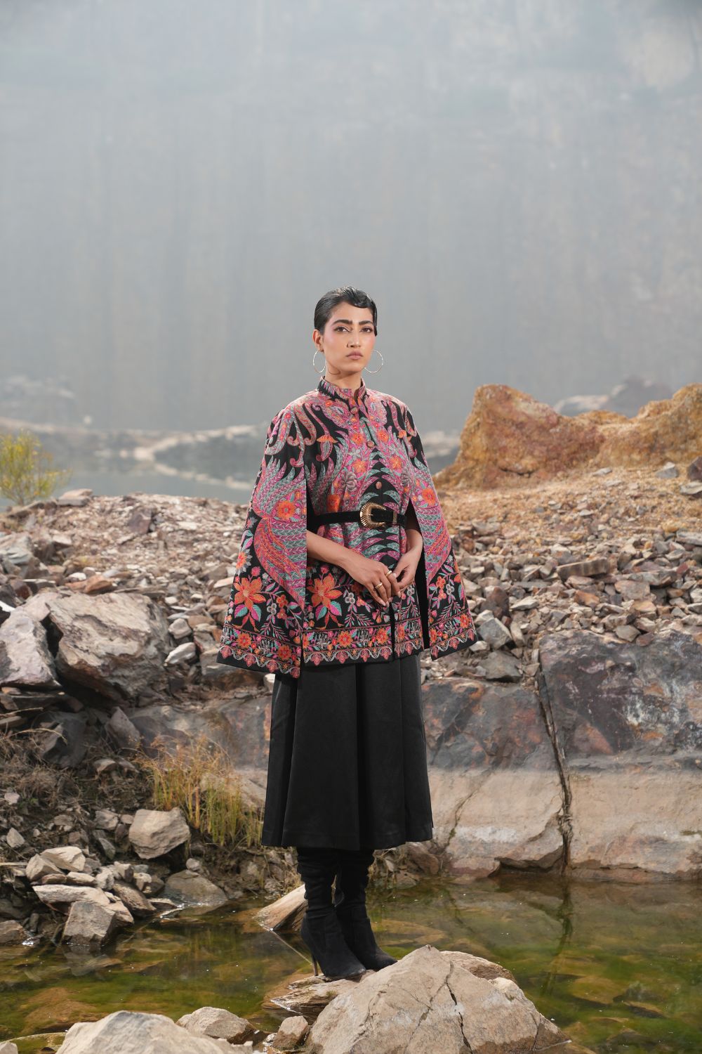 JOBAN SANDHU IN PAISLEY SWIRL CAPE