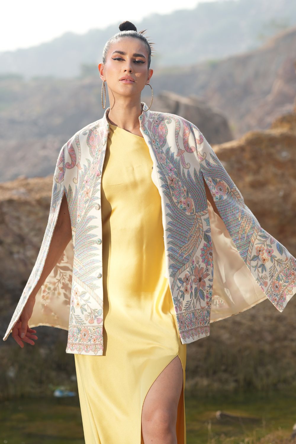 JOBAN SANDHU IN PAISLEY SWIRL CAPE