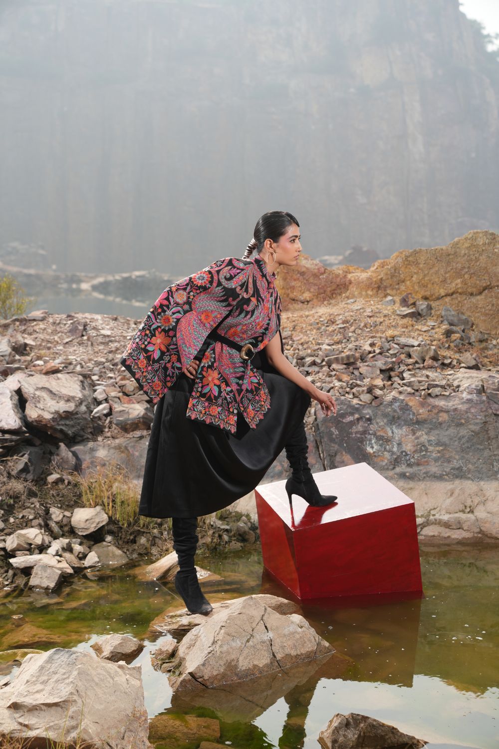 JOBAN SANDHU IN PAISLEY SWIRL CAPE