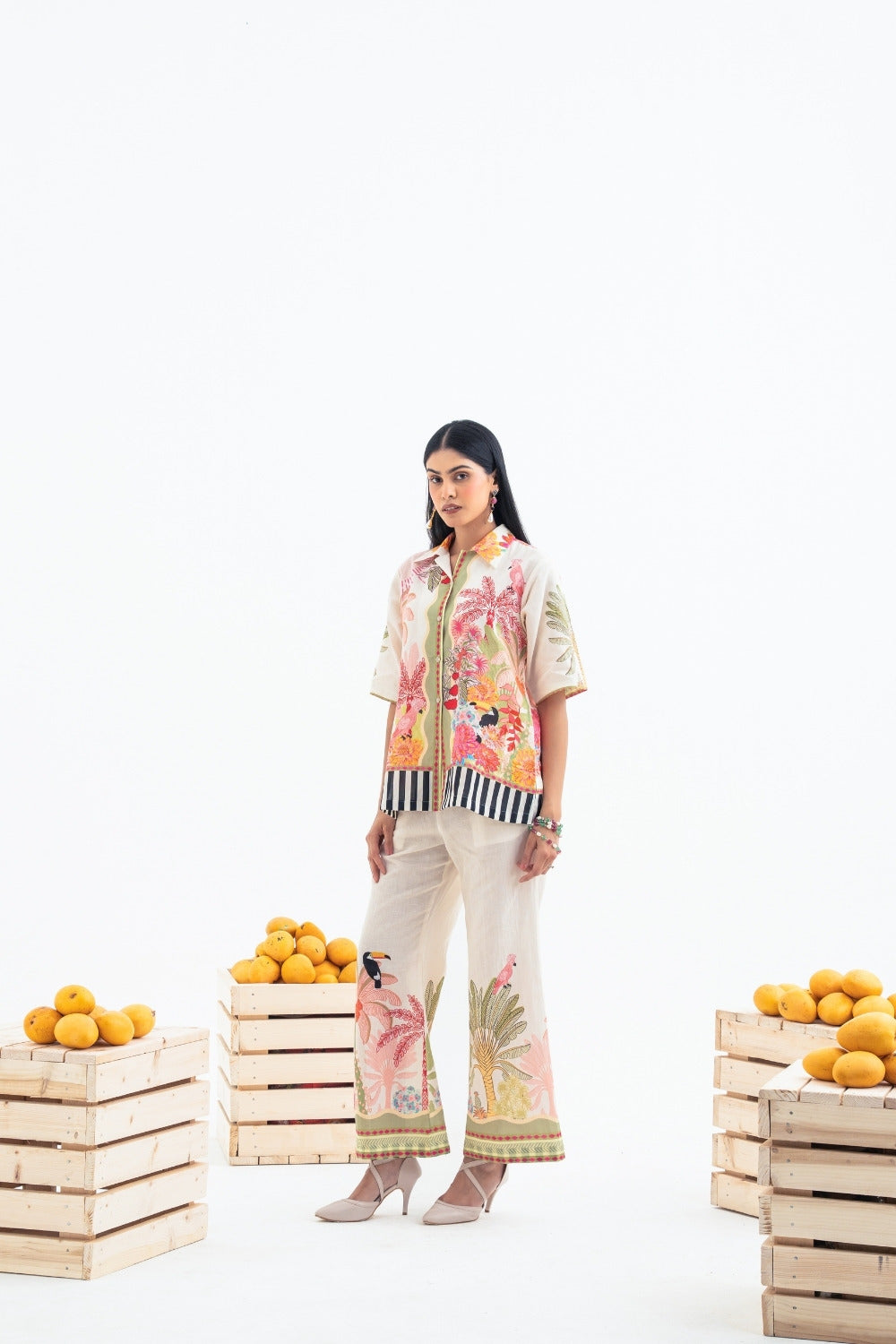 Palms & Woodpecker With Beige Pants