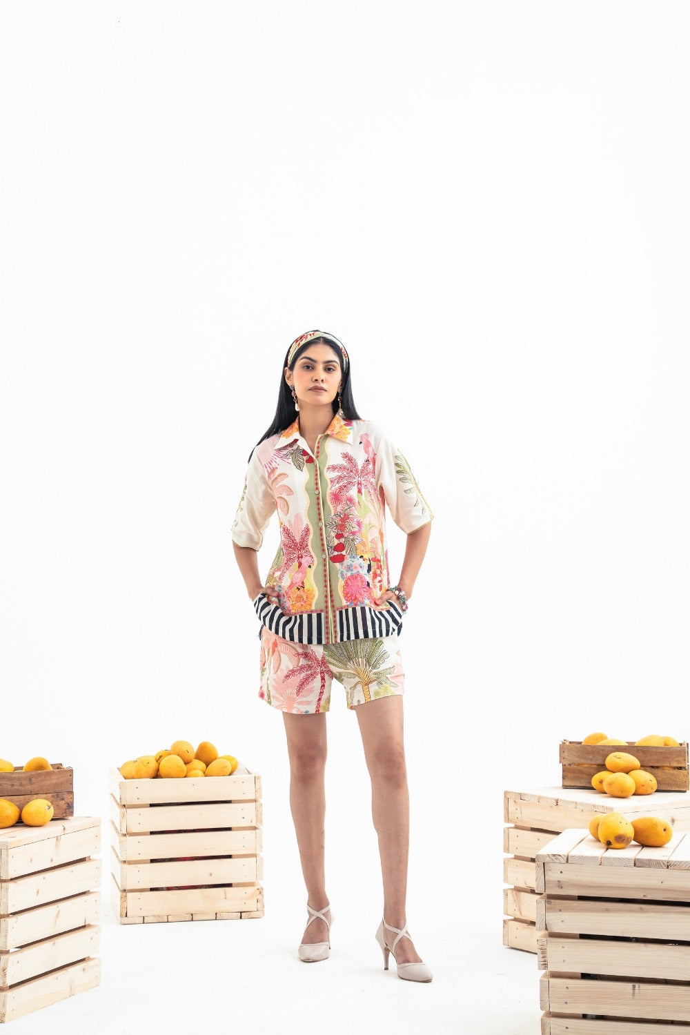 Palms & Woodpecker With Beige Shorts