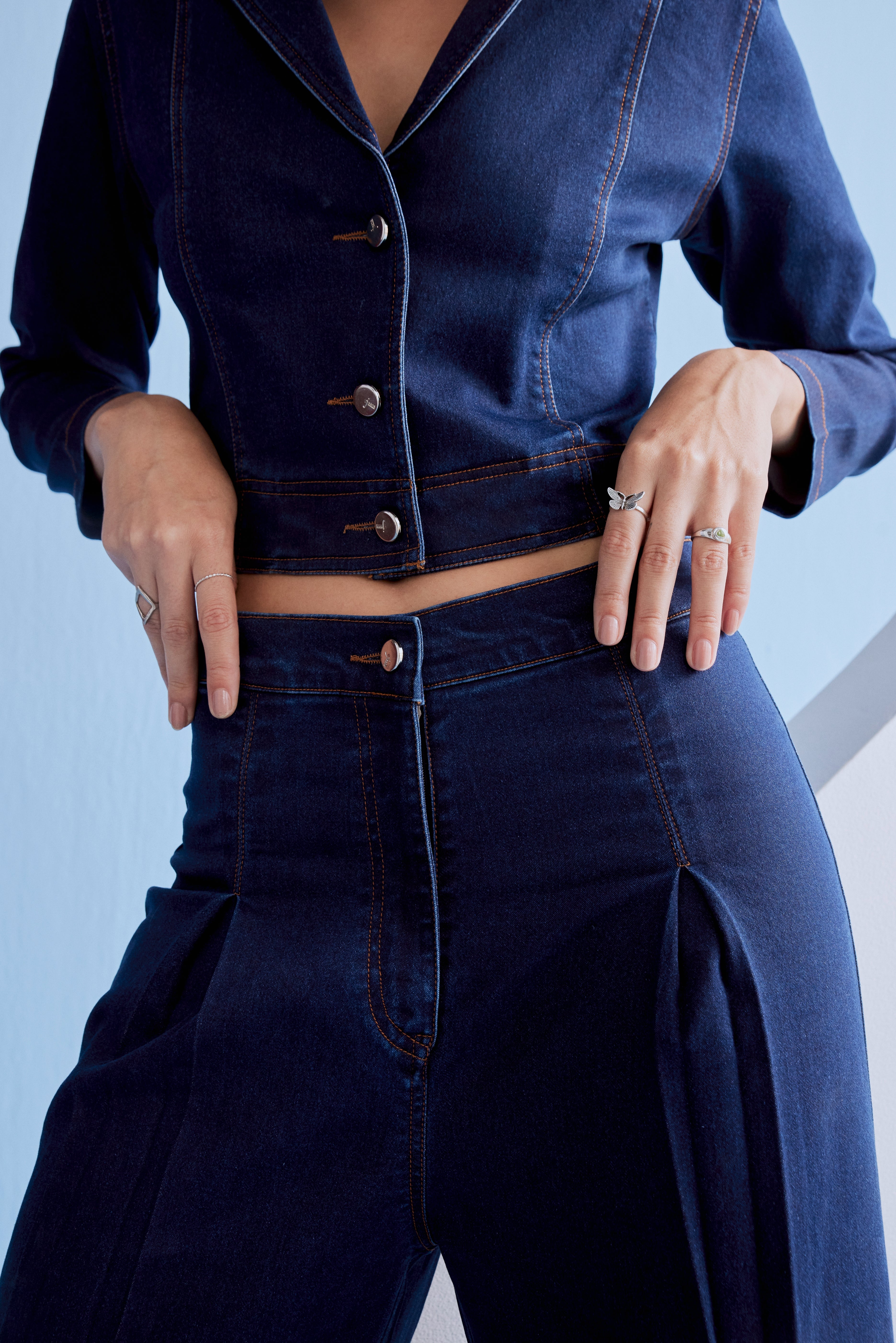 DENIM CUTOUT CO-ORD SET