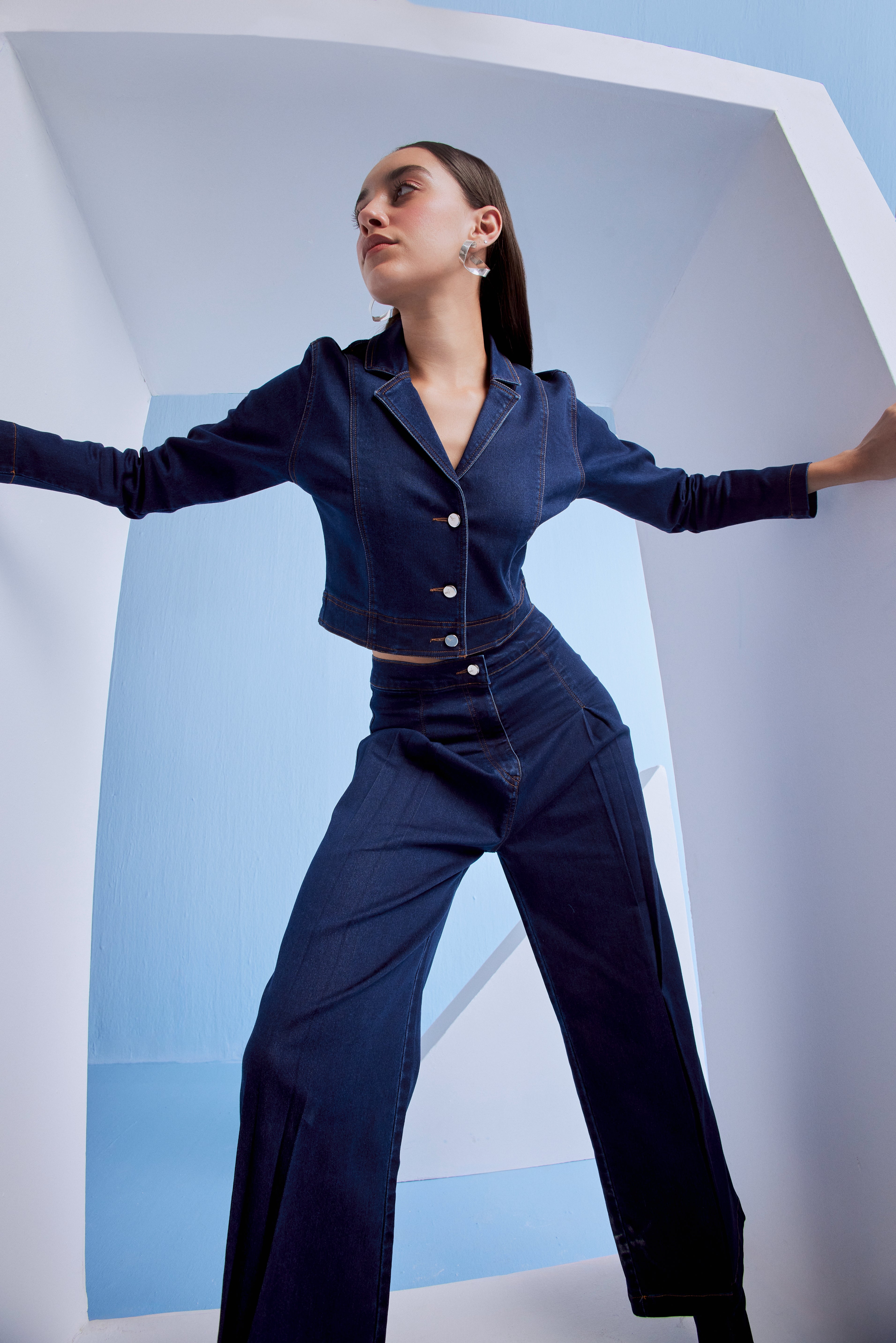DENIM CUTOUT CO-ORD SET