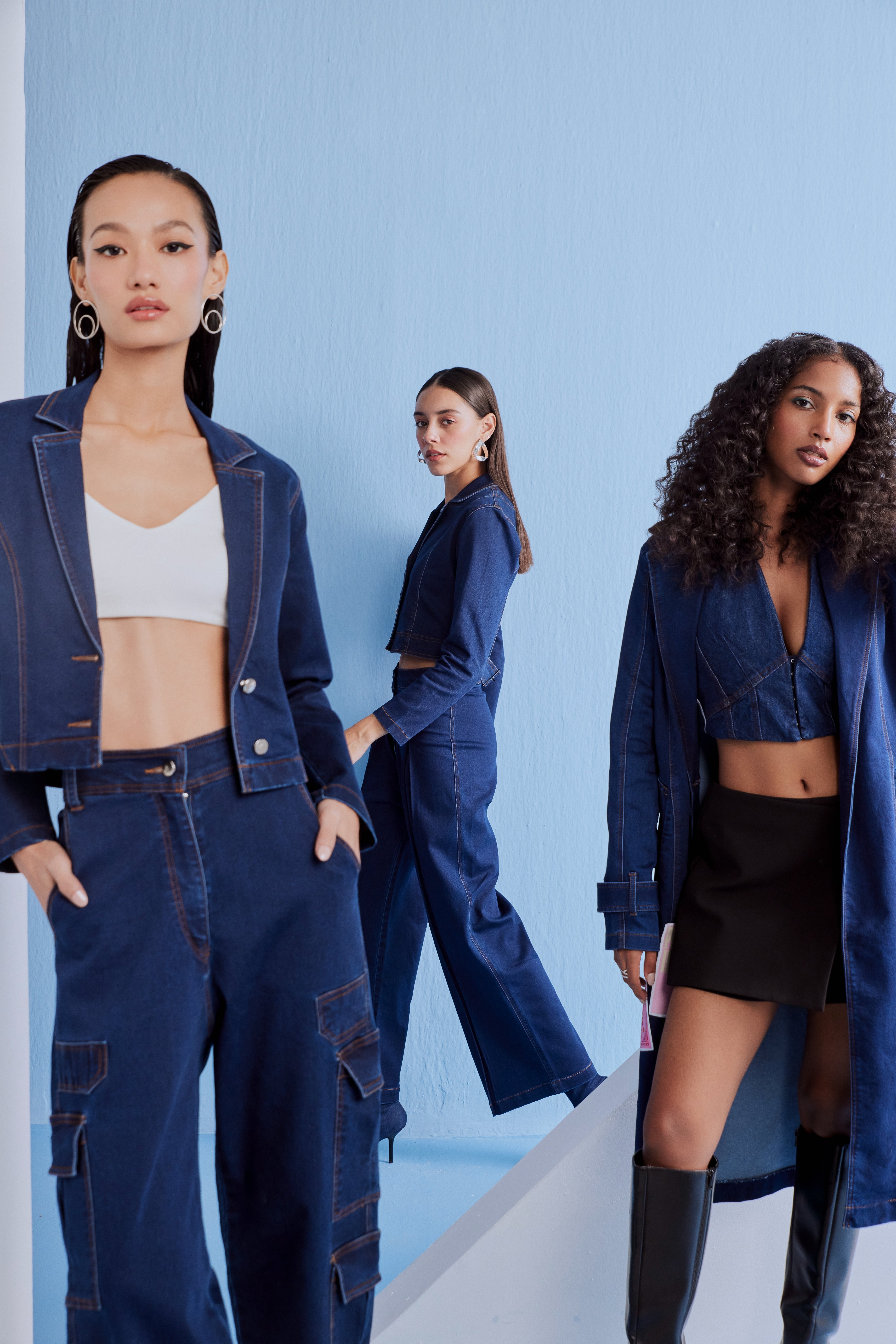 DENIM CUTOUT CO-ORD SET