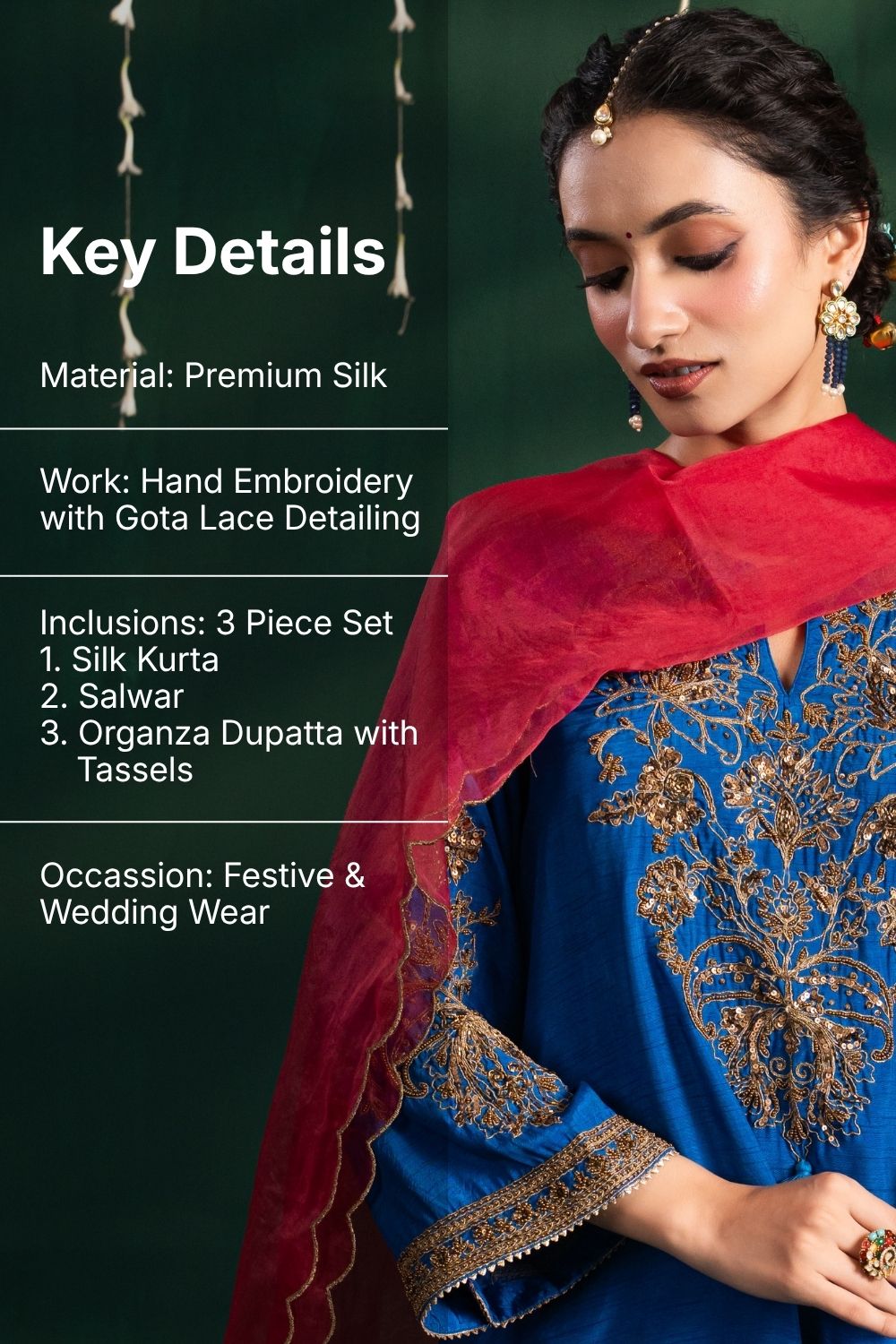 Naaz Royal Blue 3 Piece Suit