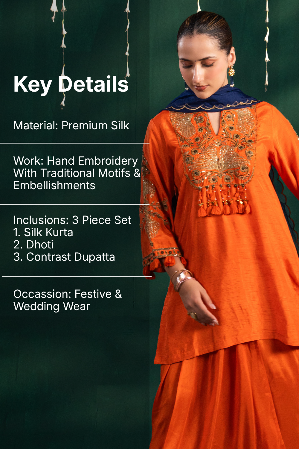 Mogra Dhoti Burnt Orange 3 Piece Set