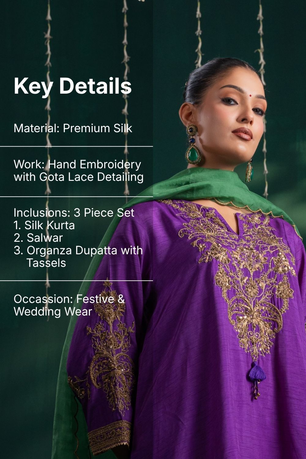 Naaz Royal Purple 3 Piece Suit