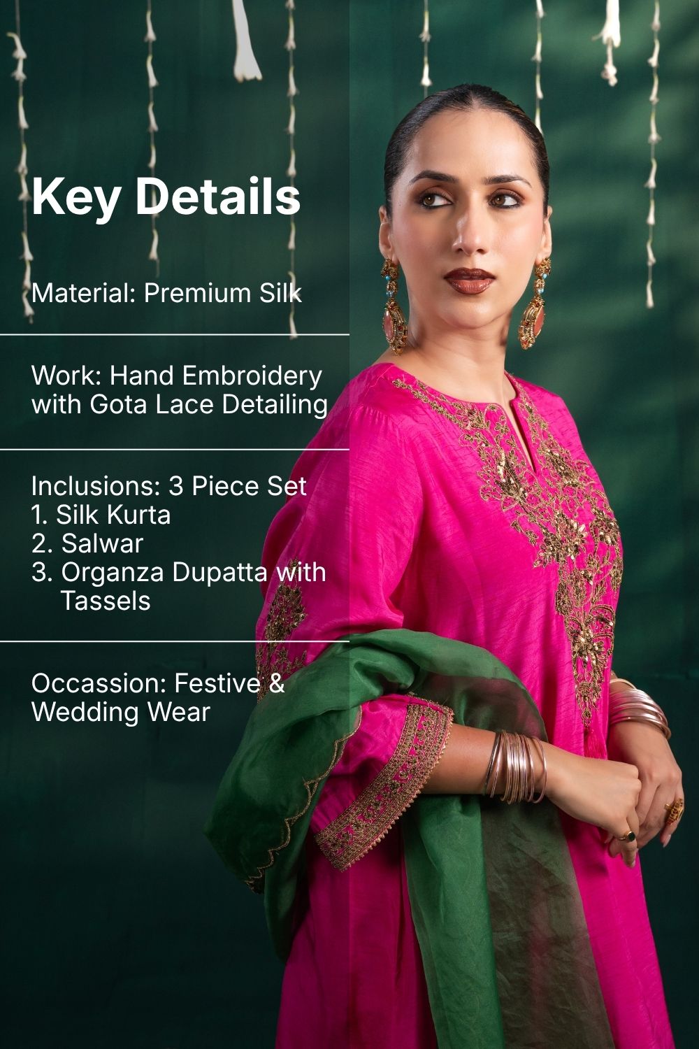 Naaz Royal Fuchsia 3 Piece Suit