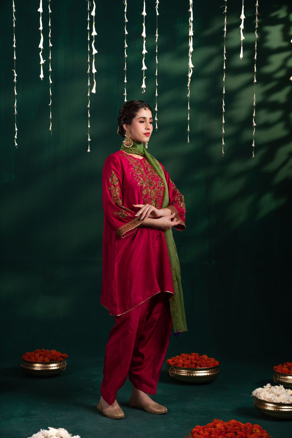 Naaz Royal Garnet Rose 3 Piece Suit