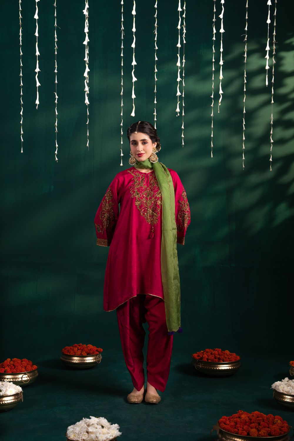 Naaz Royal Garnet Rose 3 Piece Suit