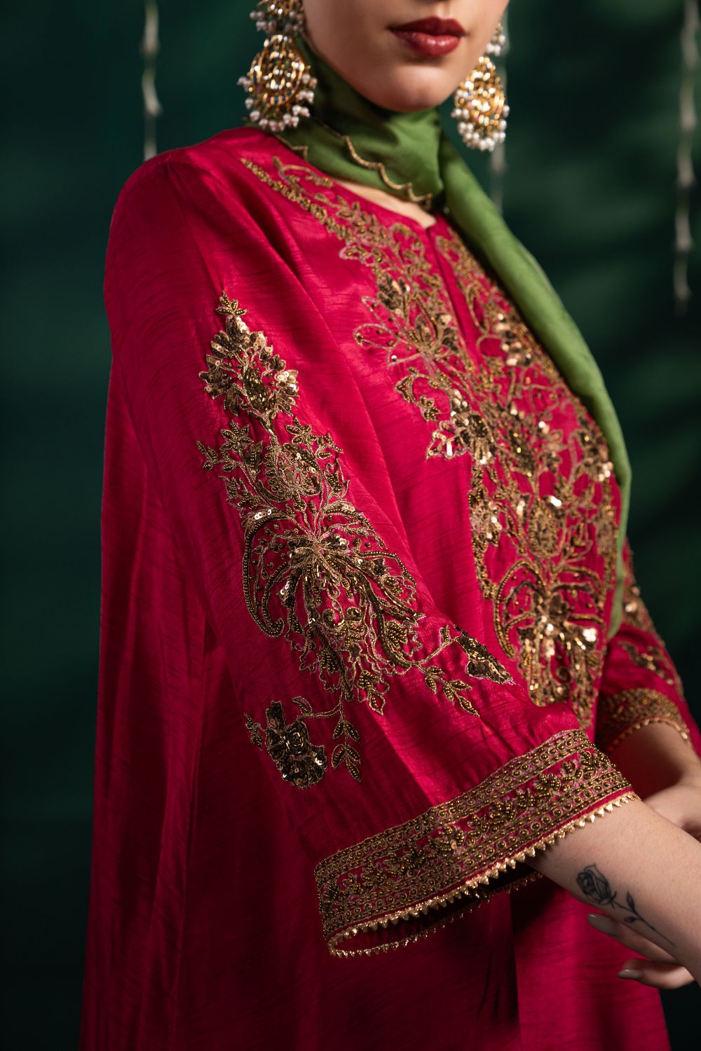 Naaz Royal Garnet Rose 3 Piece Suit