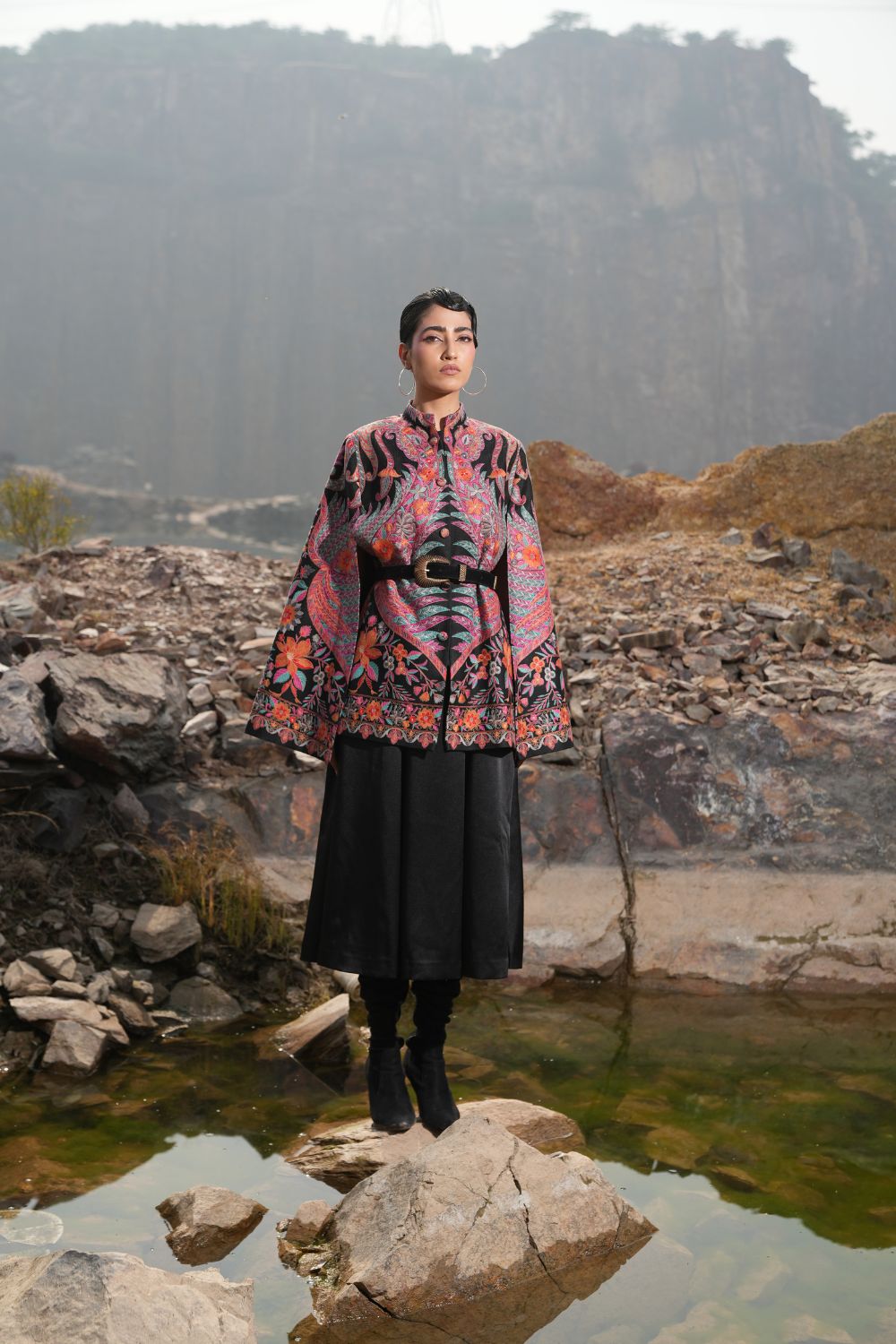 JOBAN SANDHU IN PAISLEY SWIRL CAPE