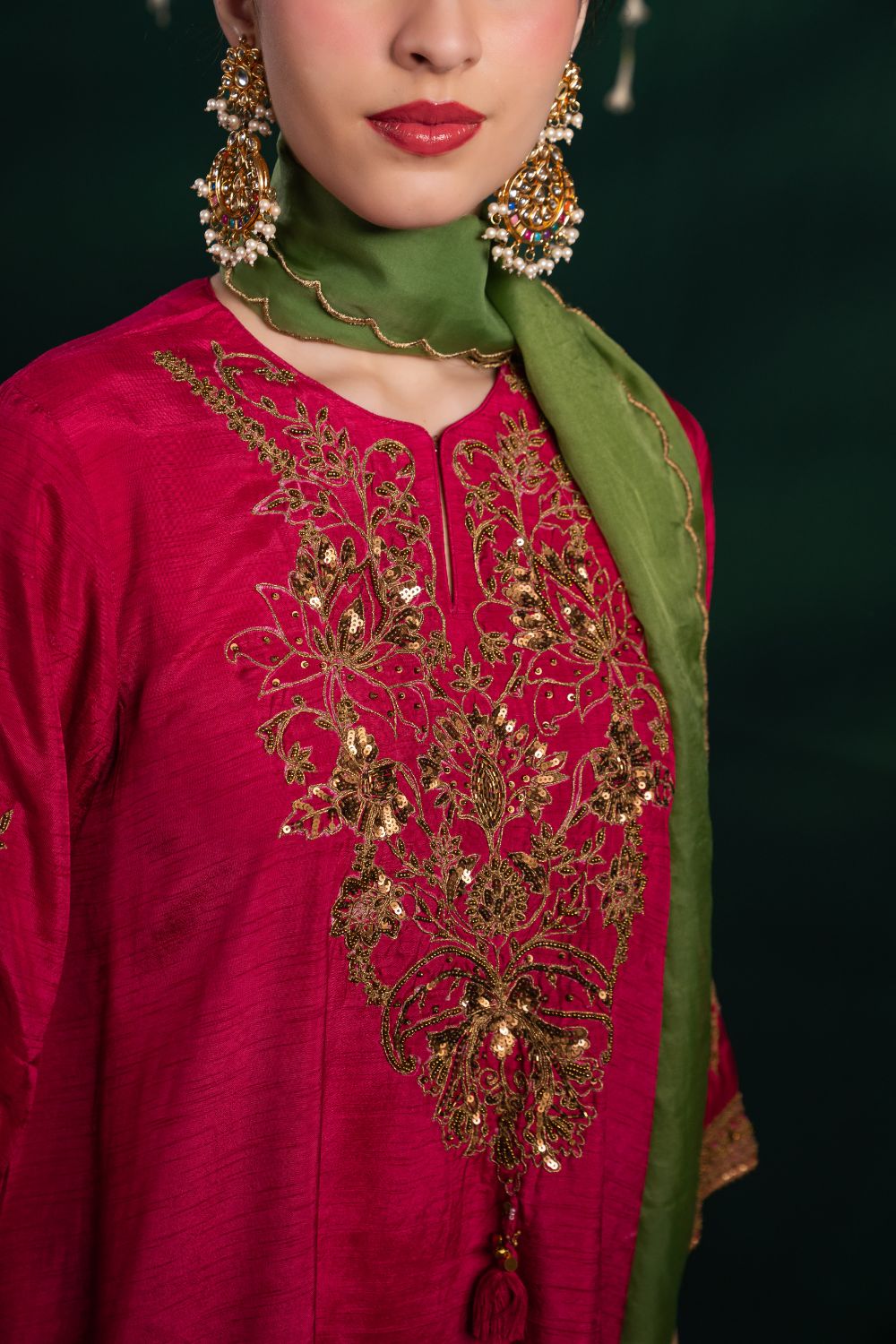 Naaz Royal Garnet Rose 3 Piece Suit
