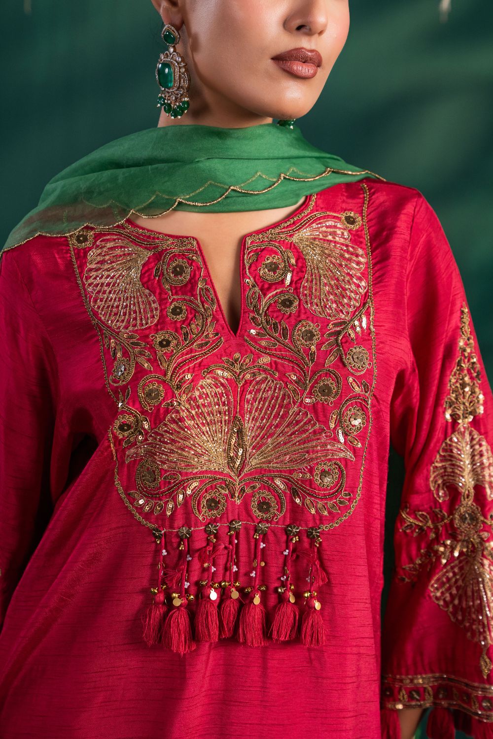 Mogra Dhoti Garnet Rose 3 Piece Set