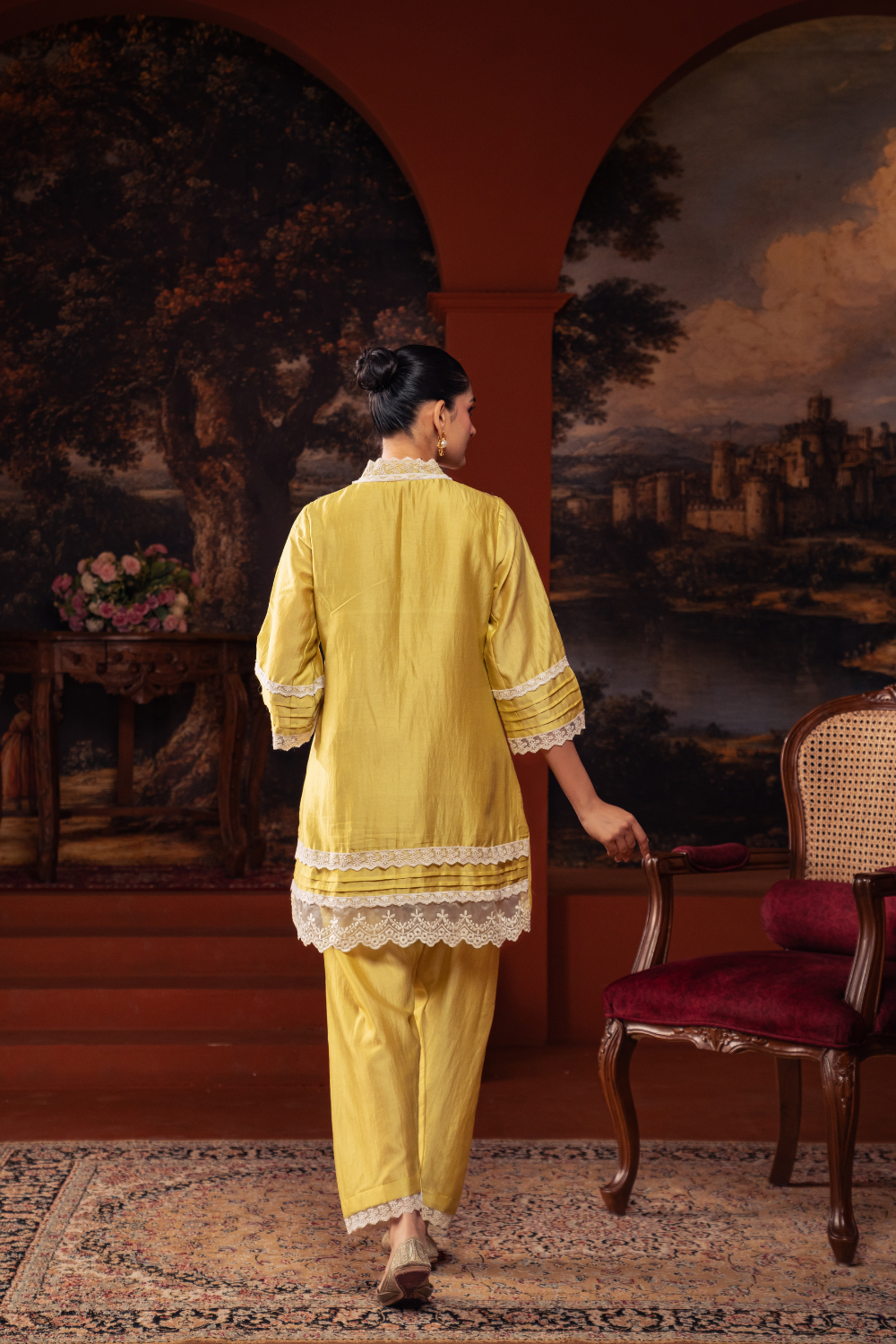 Mustard Embroidered Kurta Set