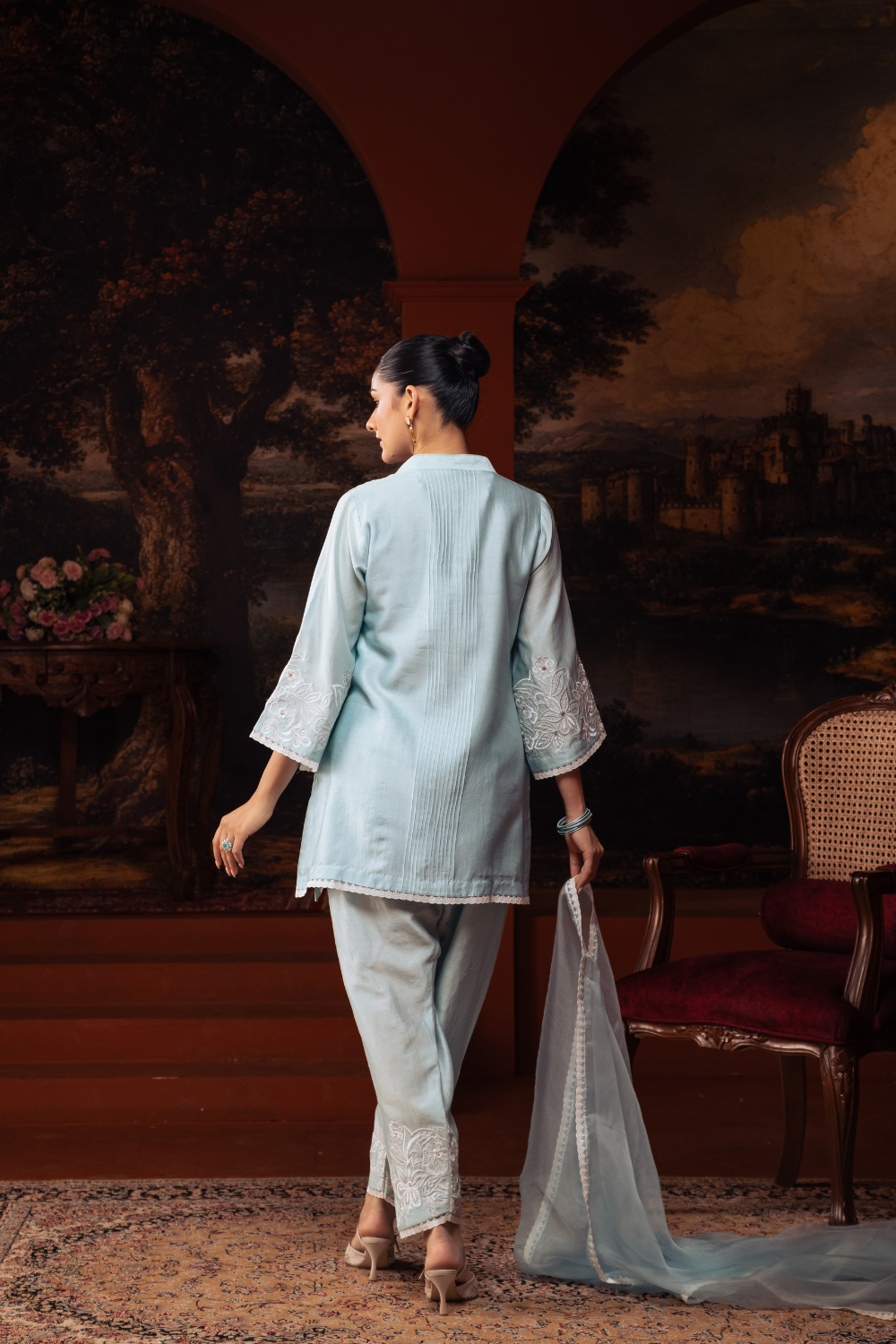 Light Blue Embroidered Kurta Set