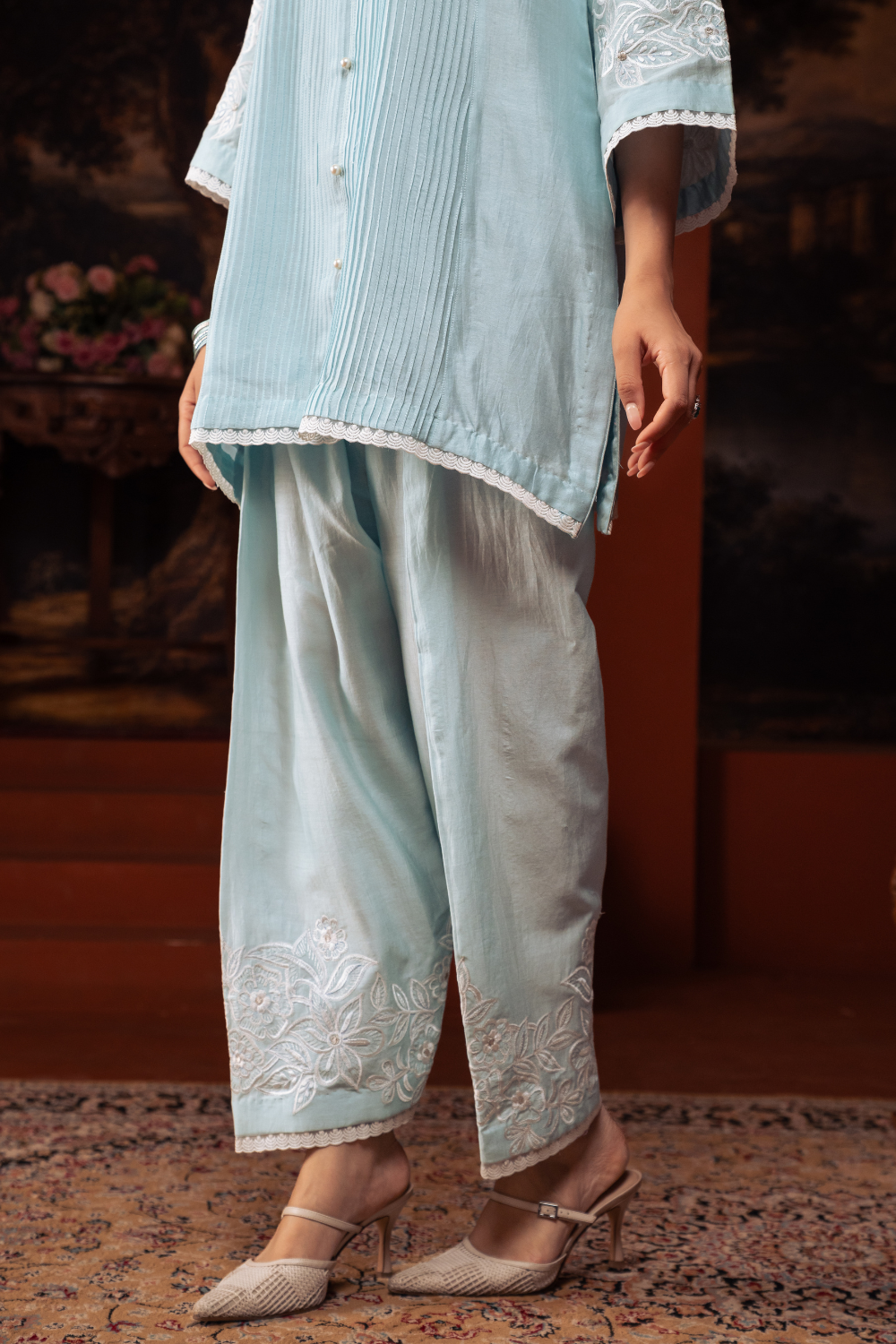 Light Blue Embroidered Kurta Set