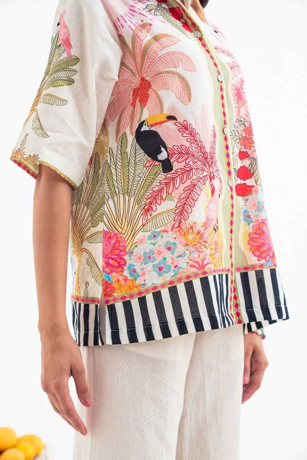 Palms & Woodpecker With Beige Pants