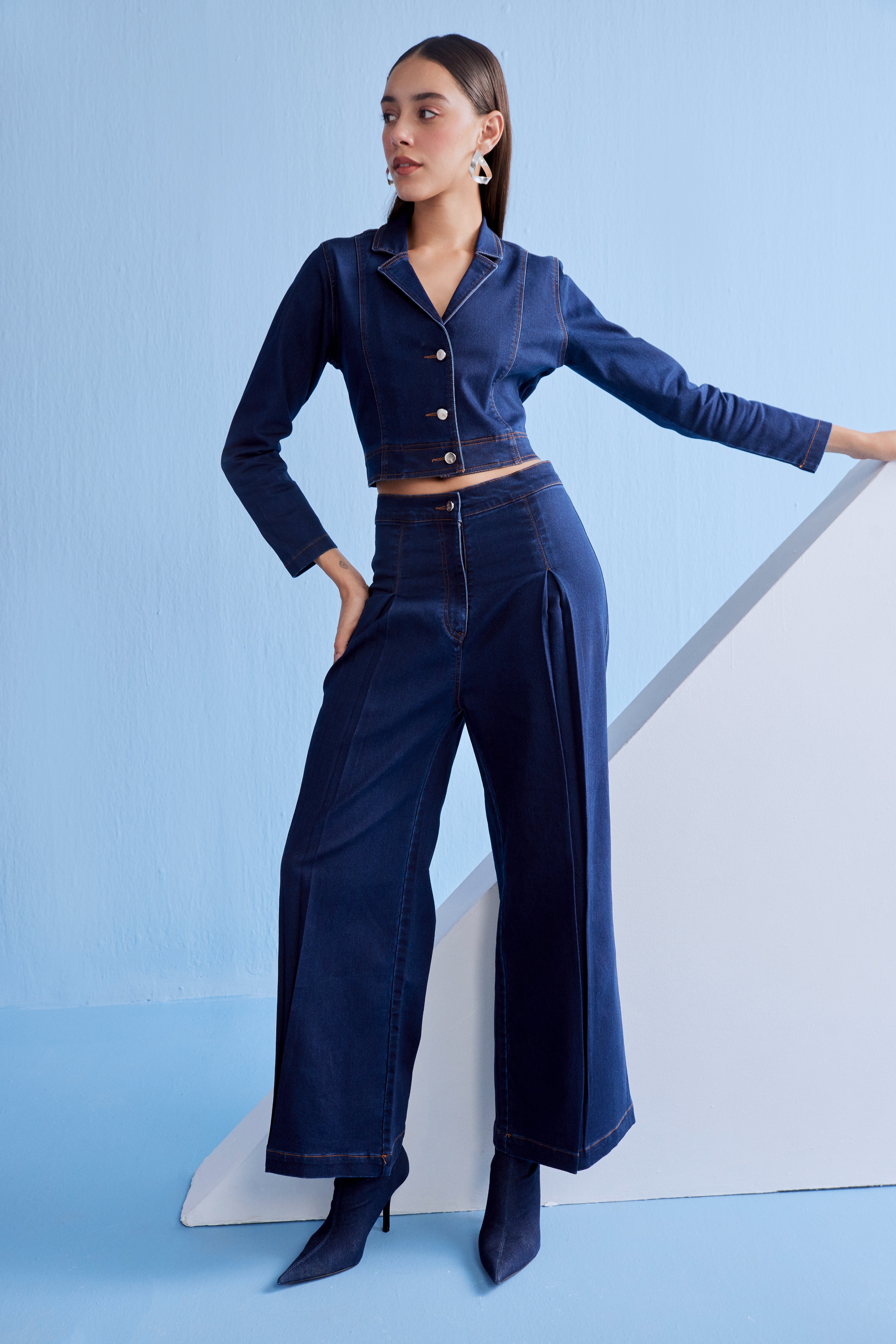 DENIM CUTOUT CO-ORD SET