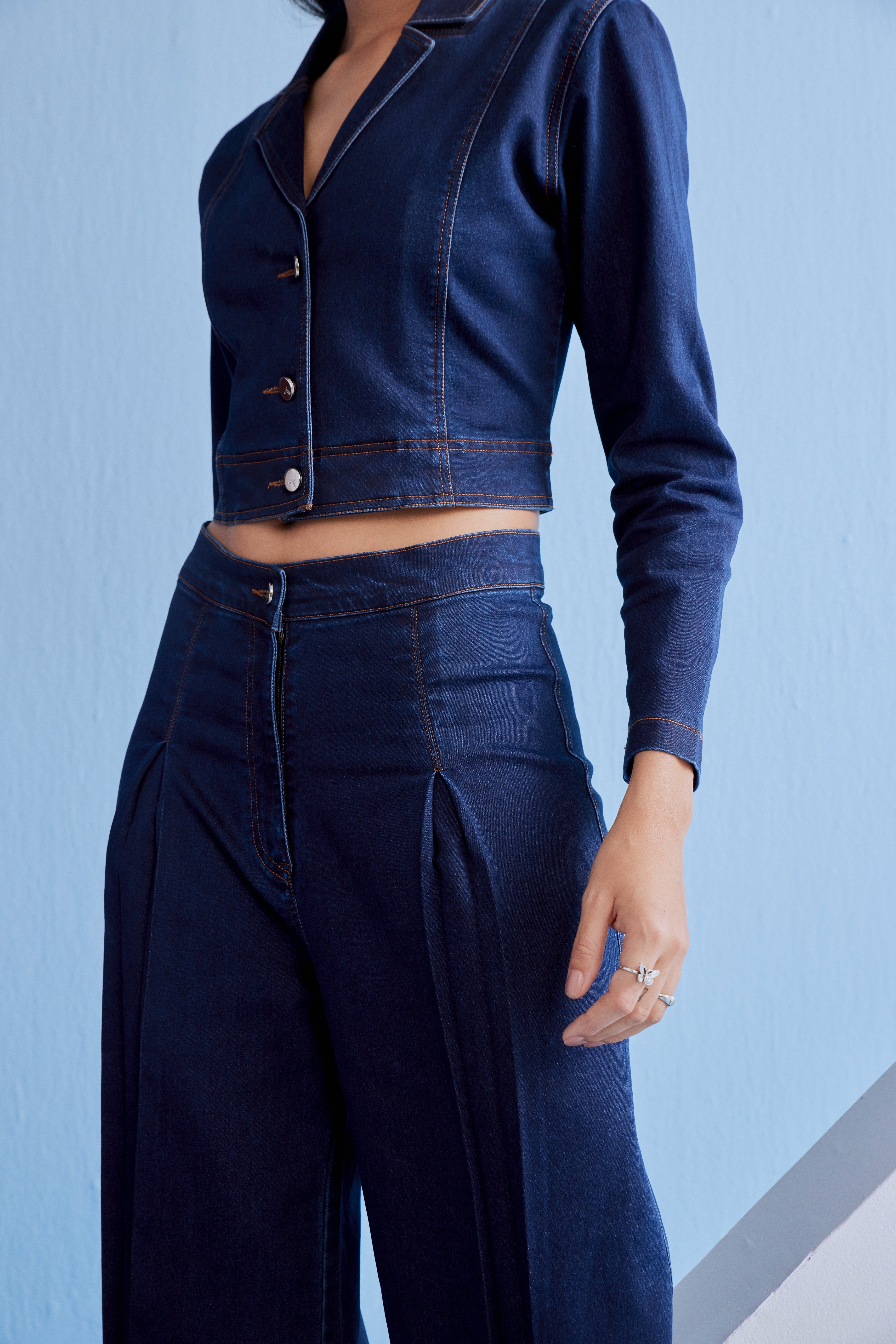 DENIM CUTOUT CO-ORD SET